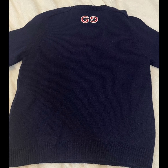 Gucci Cable Knit Wool Cashmere V-neck Sweater Sz M - Picture 3 of 8